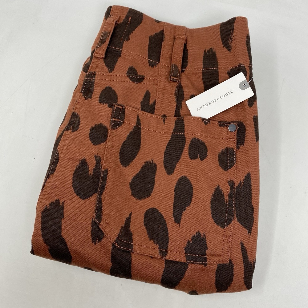 Maeve Anthropologie Collette Women's 29 Brown Motif Wide Leg Flare Jeans NEW